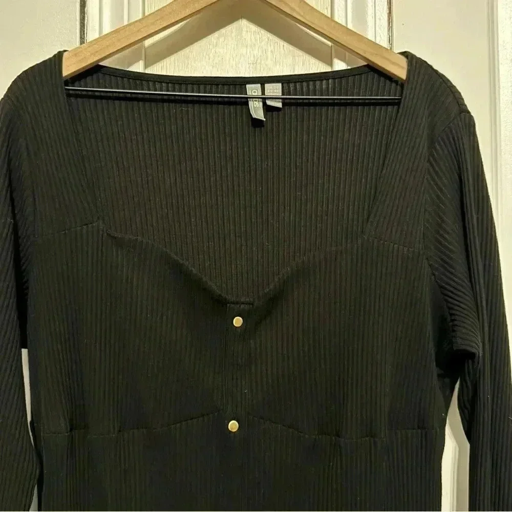 ASOS Black Maxi Dress With Square/Sweetheart  Neckline & Slits Women’s Size 16 - Picture 4 of 12